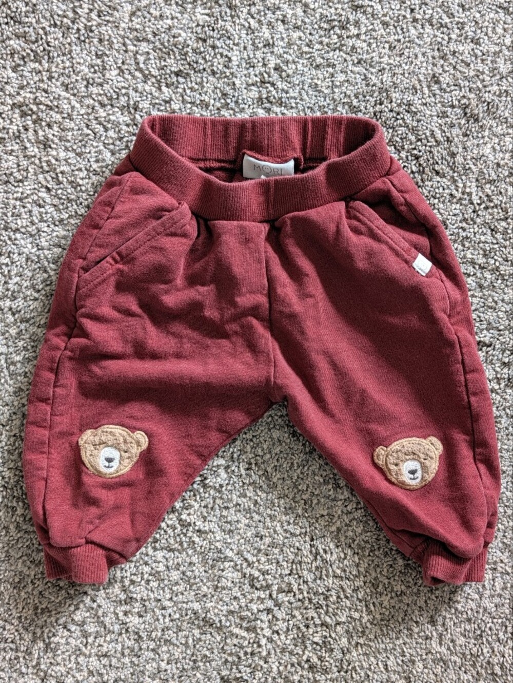 Baby Burgundy Bear Pocket Sweatpants